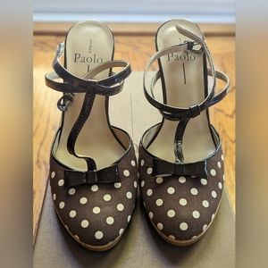 Linea Paolo Lacey Polka Dot Heels Size 7